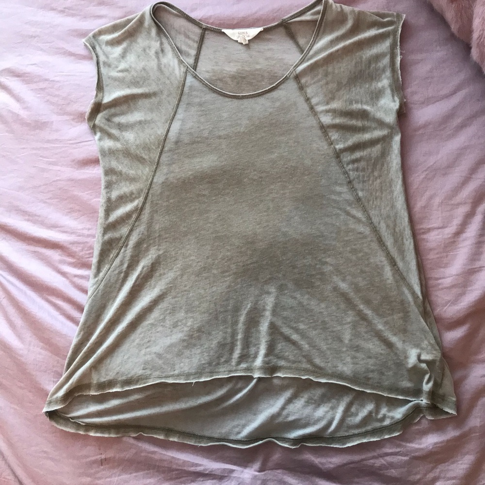 Flowy shirt sleeve light olive green shirt